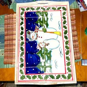 Rustic county ceramic tile serving try